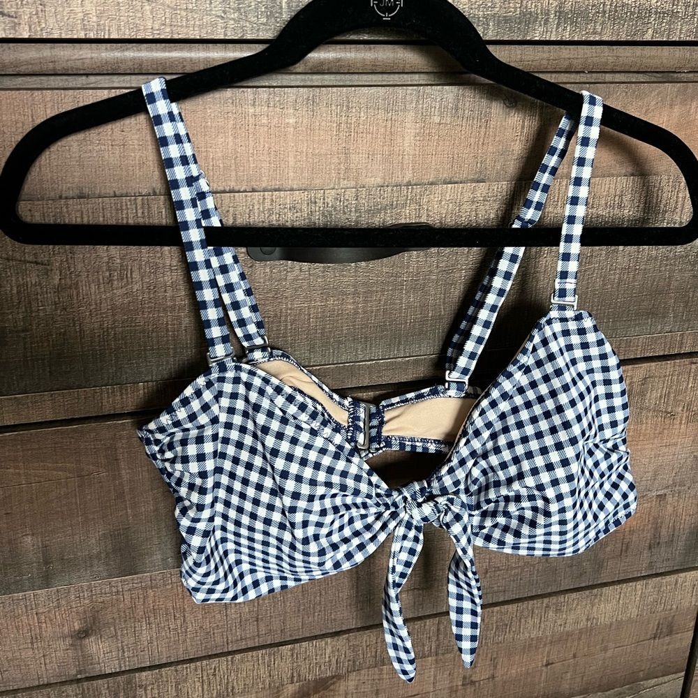 Old Navy Gingham Navy Bandeau Bikini Top, Size XL
